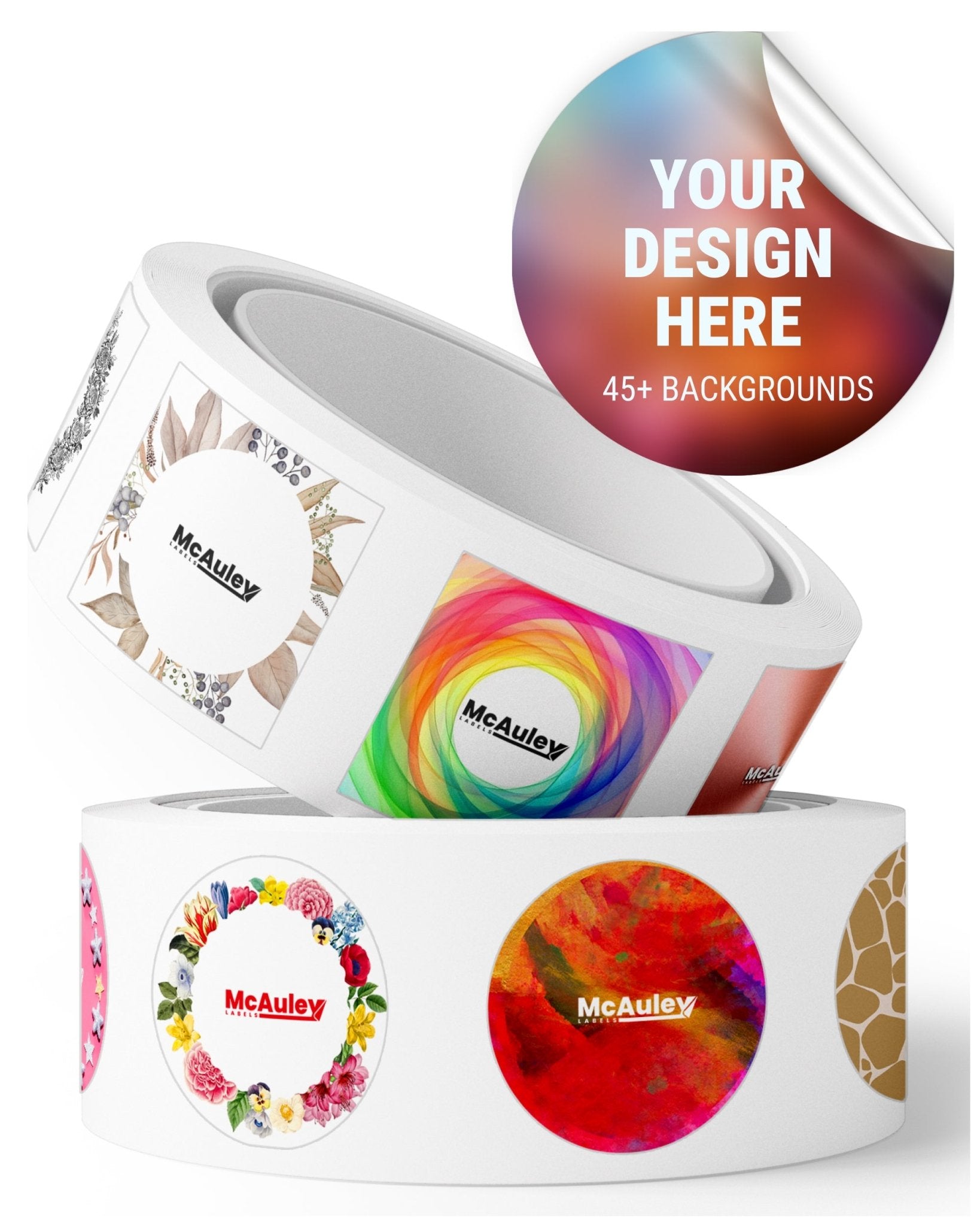 Custom Sticker Labels with Logo - Personalized Stickers for Business, Packaging, Product, Branding, Design - Multiple Shapes, Sizes, Bulk Rolls - McAuley Labels