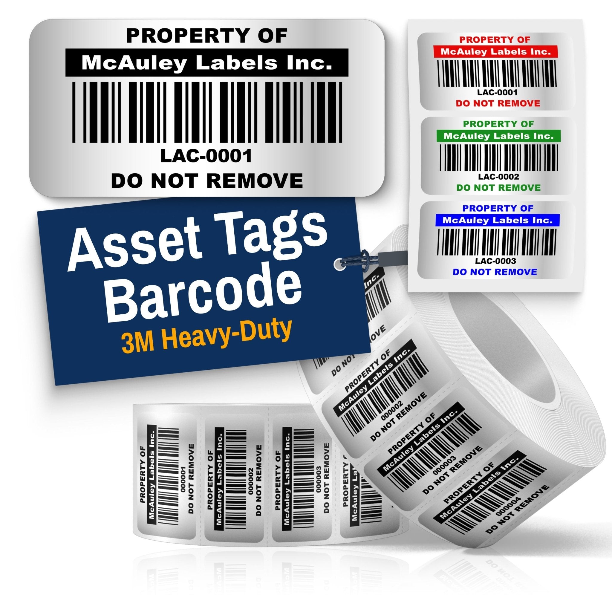 Custom Asset Tags for Equipment - 3M Heavy - Duty Silver - Barcode Label - Asset Tag