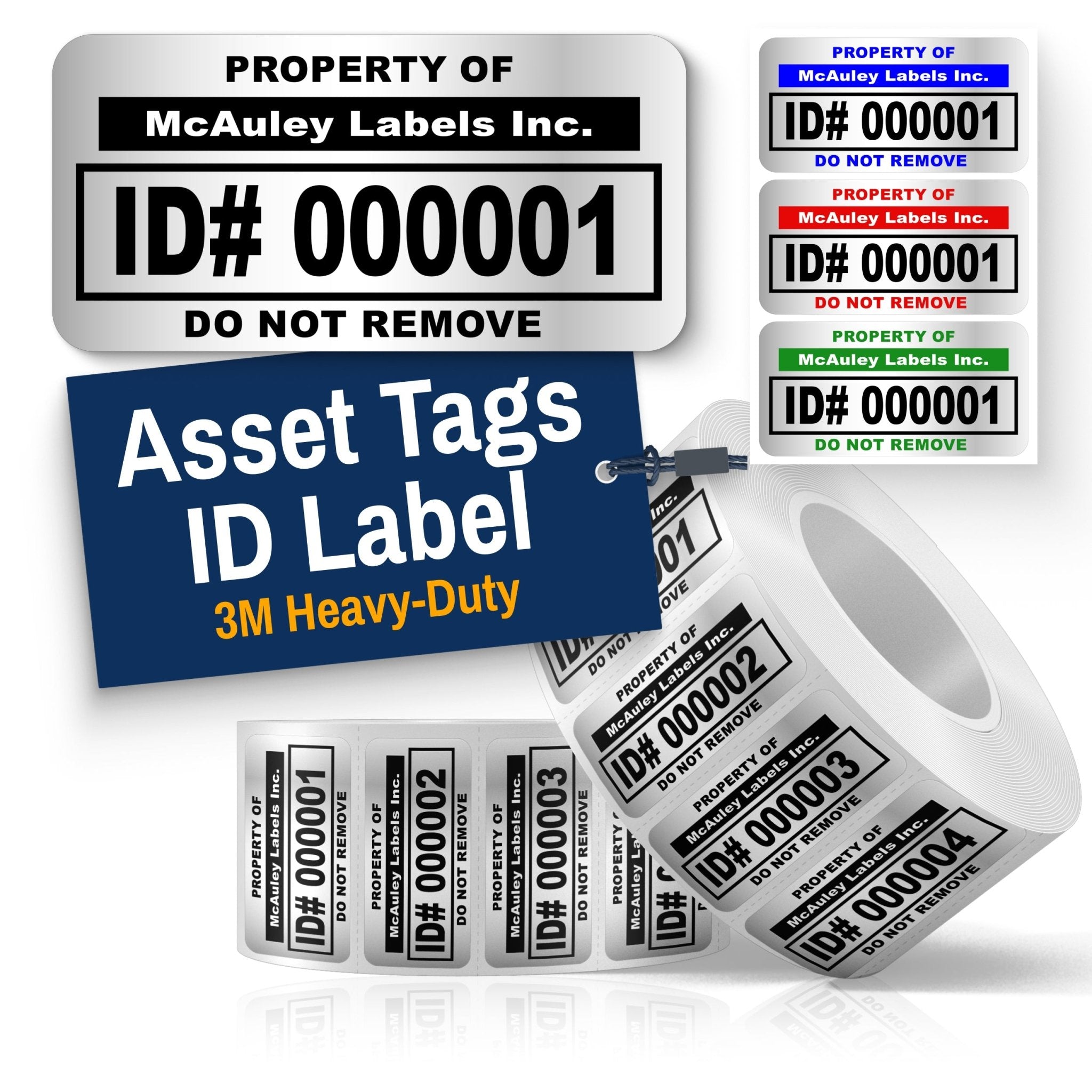 Custom Asset Tags for Equipment - 3M Heavy - Duty Silver - ID Label - Asset Tag