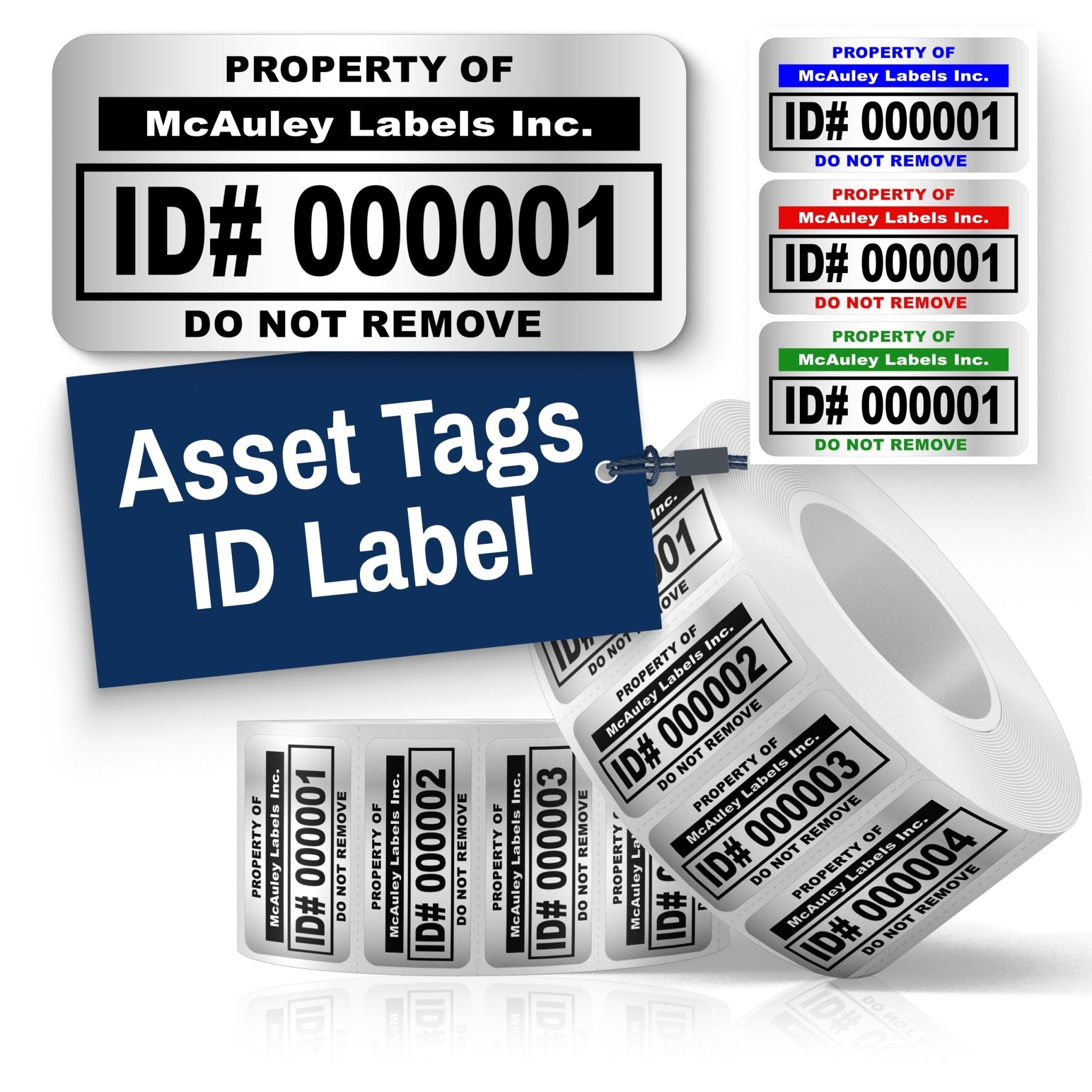 Custom Asset Tags for Equipment, Metallized Silver, ID Label - Asset Tag