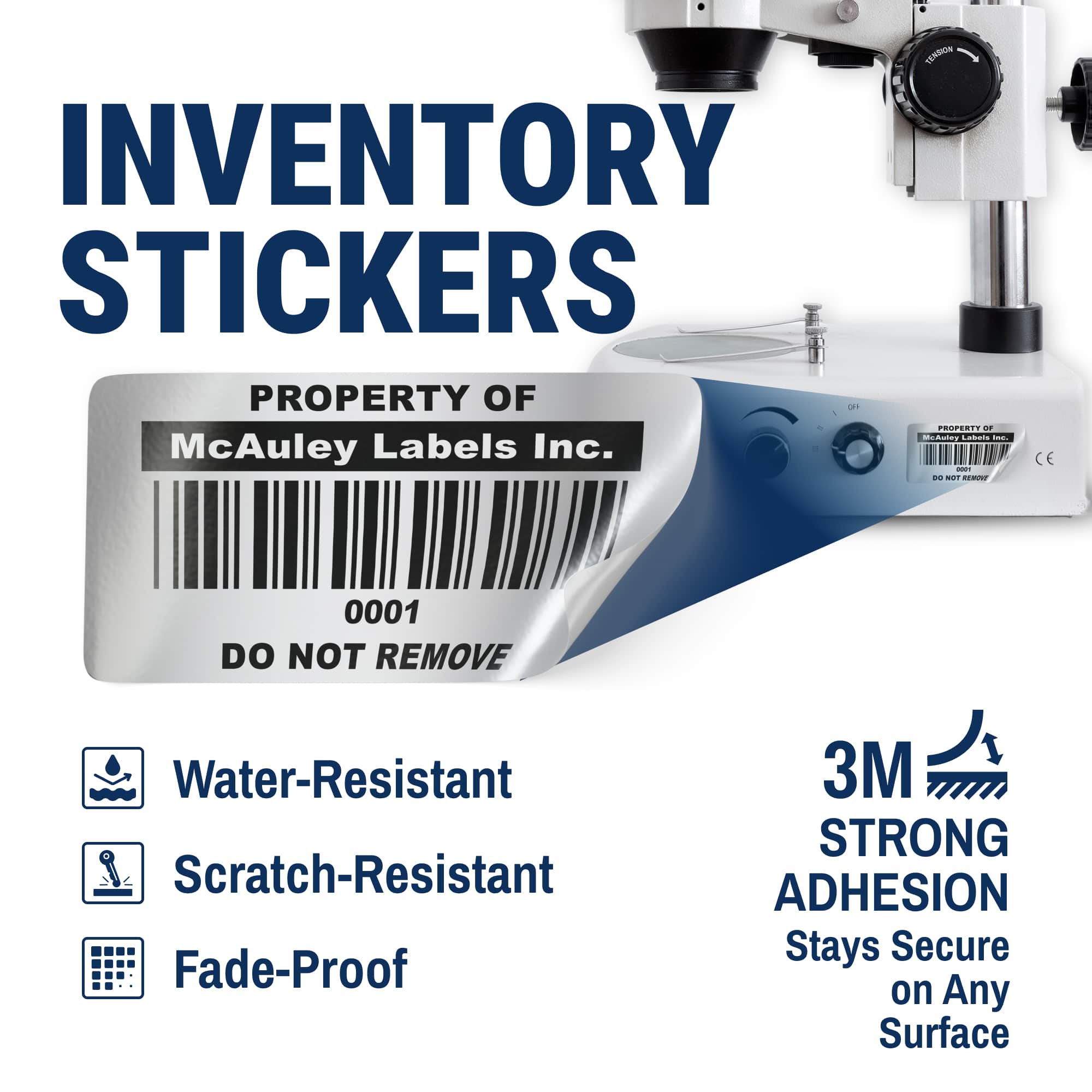 Custom Barcode Inventory Labels Numbered for Asset Tracking - 3M Heavy - Duty - 
