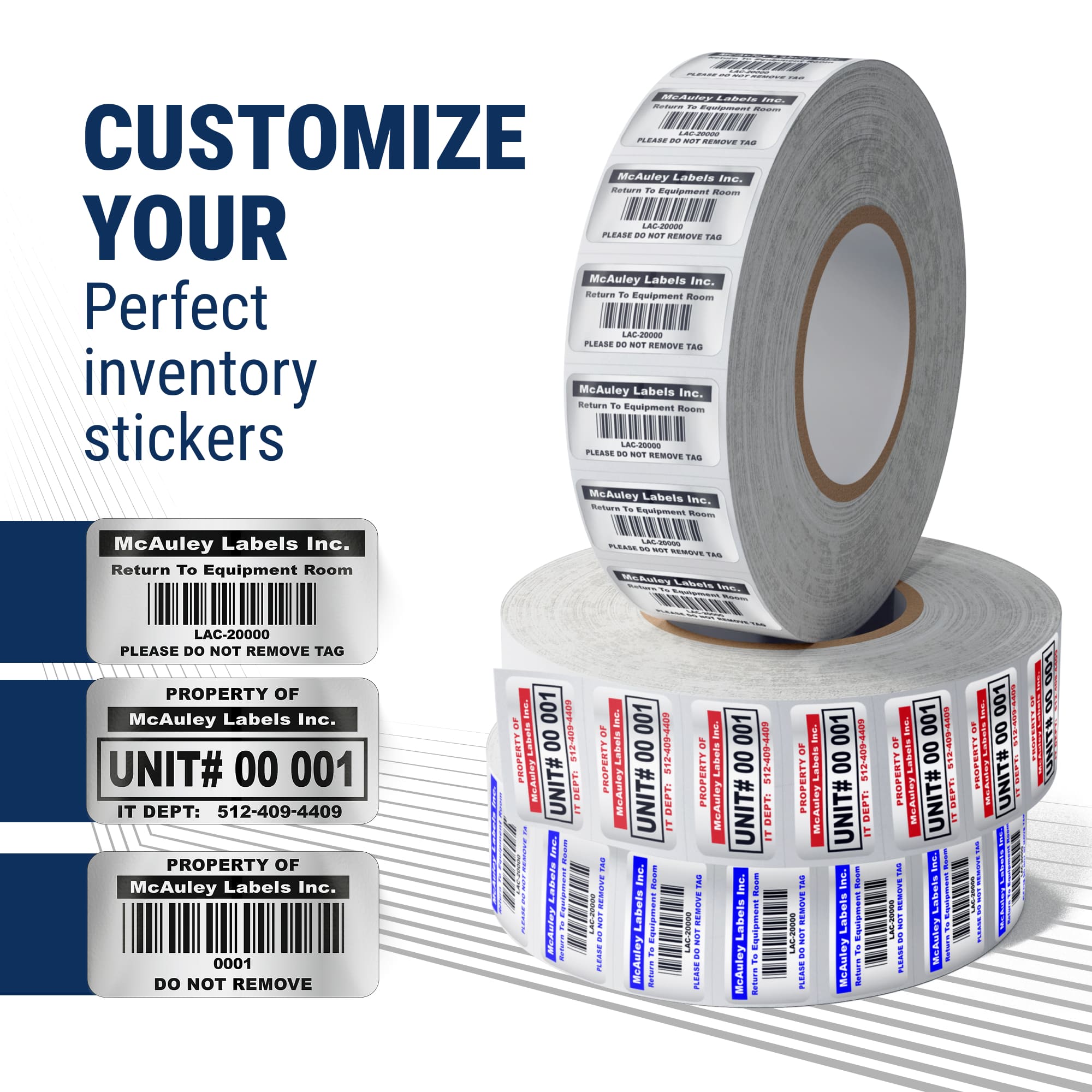 Custom Barcode Inventory Labels Numbered for Asset Tracking - 3M Heavy - Duty - 