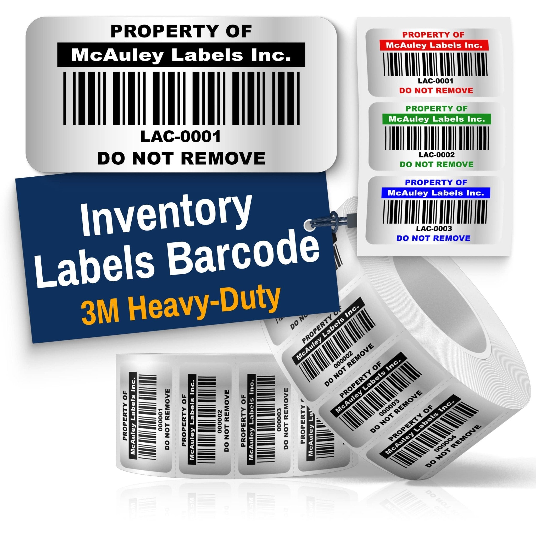 Custom Barcode Inventory Labels Numbered for Asset Tracking - 3M Heavy - Duty - 