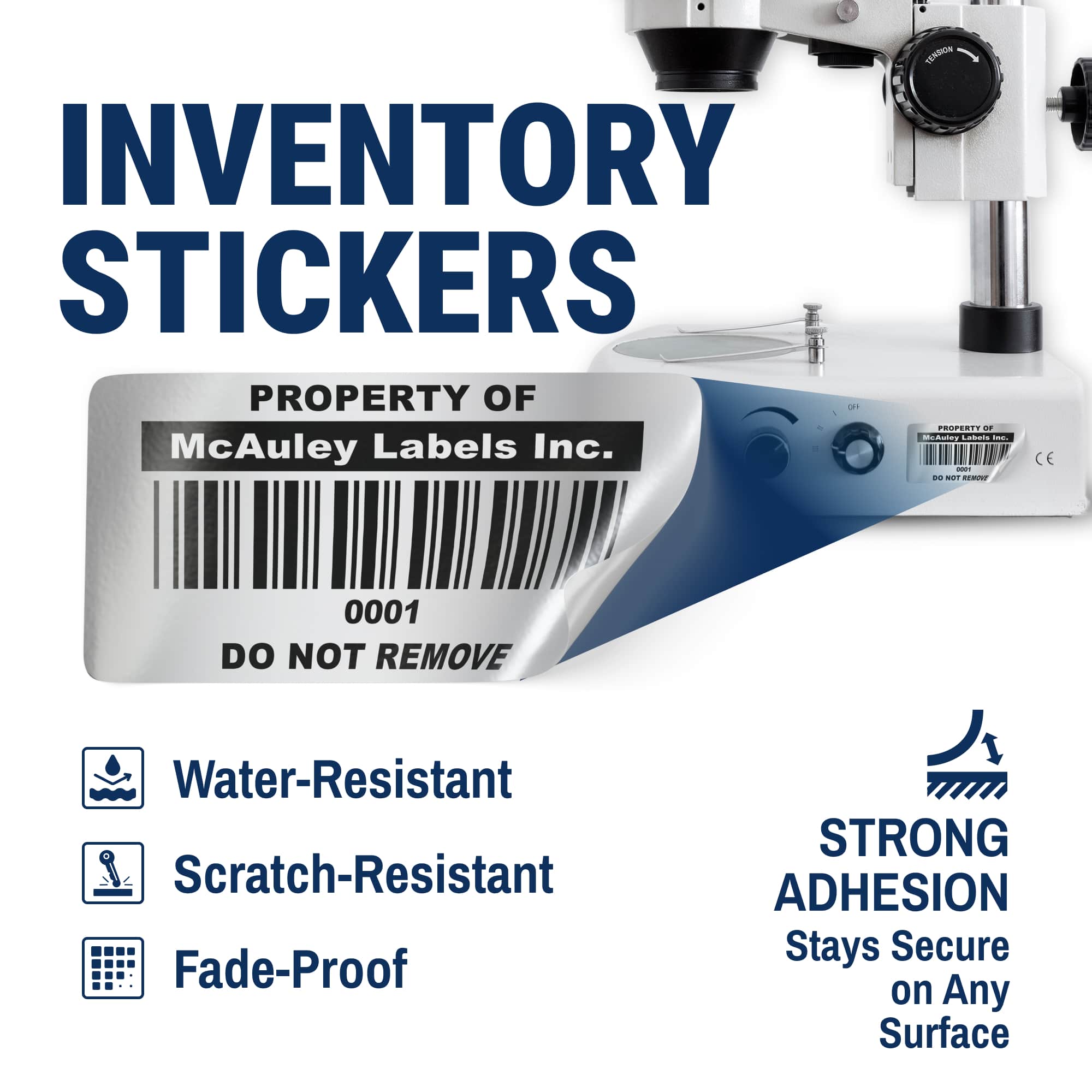 Custom ID Inventory Labels Numbered for Asset Tracking - Semi - Gloss White - Inventory Stickers