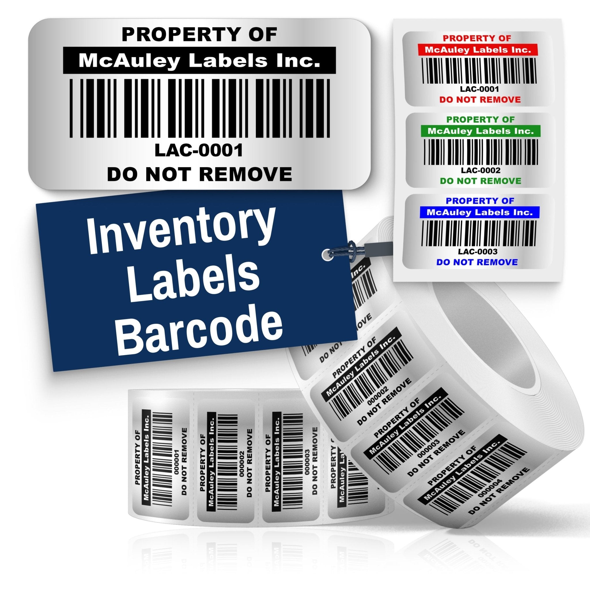 Custom Inventory Barcode Labels – Serialized Stickers for Asset Tracking - Metalized Silver - Inventory Stickers