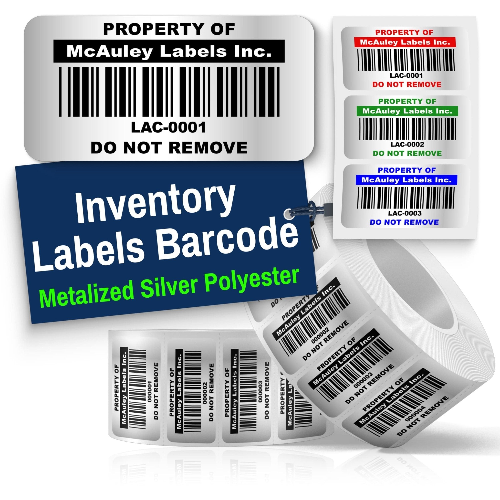 Custom Inventory Barcode Labels – Serialized Stickers for Asset Tracking - Metalized Silver - Inventory Stickers