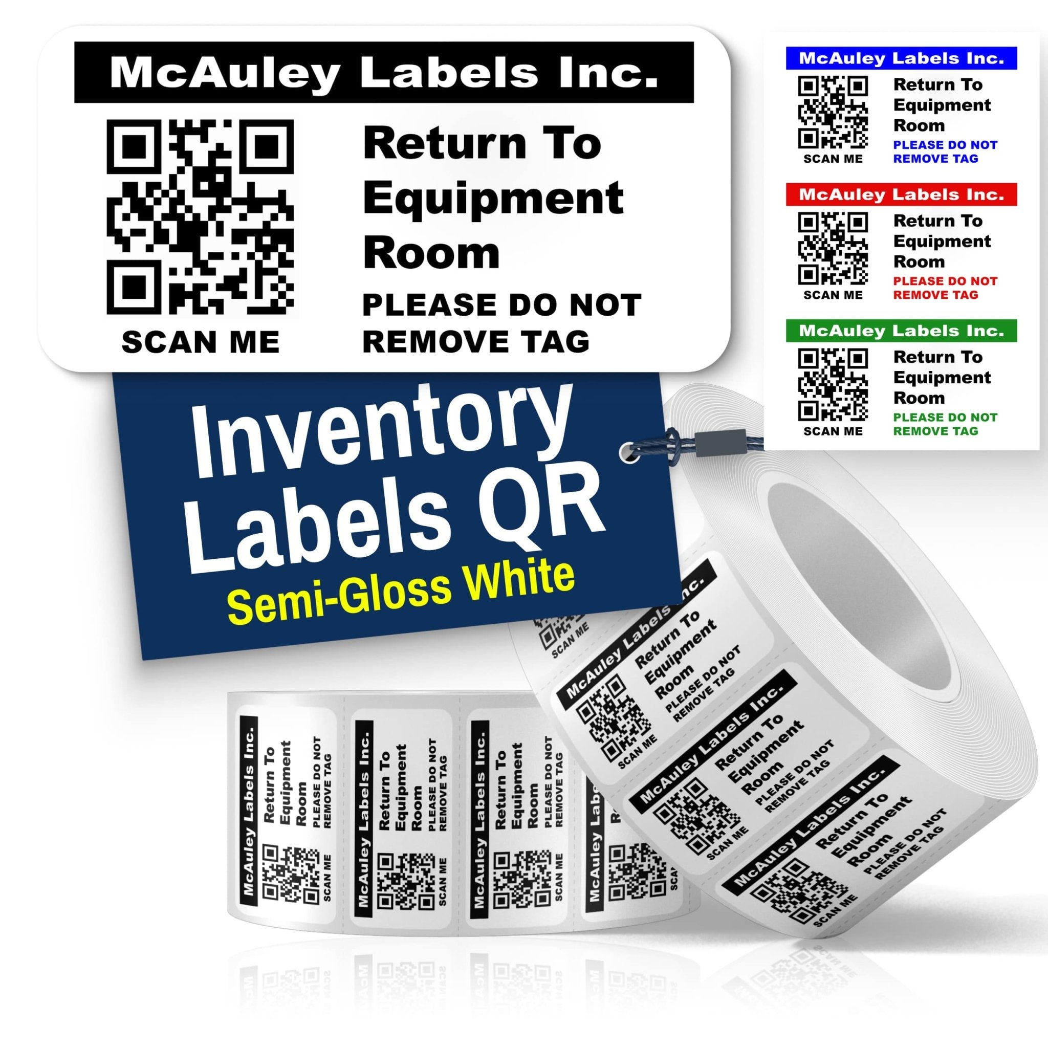 Custom QR Code Inventory Labels Numbered for Asset Tracking - Semi - Gloss White - Inventory Stickers