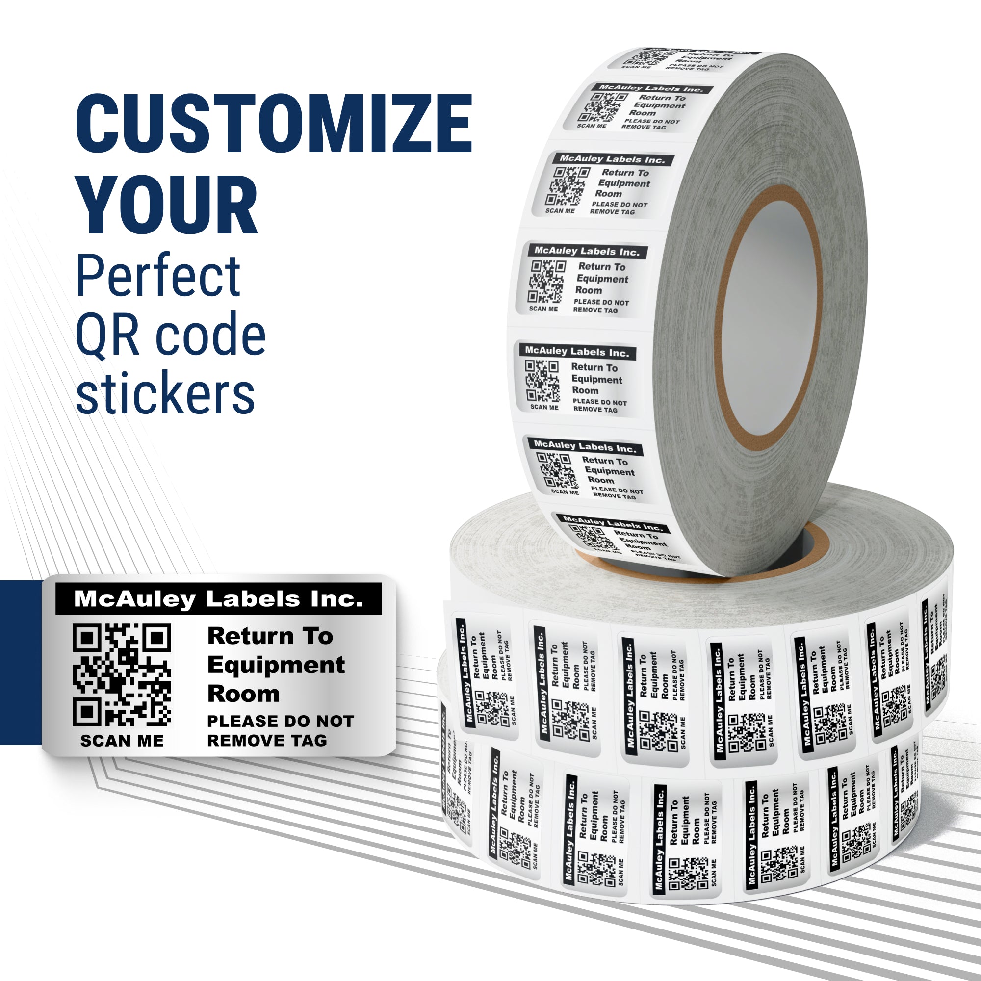 Custom QR Code Inventory Labels Numbered for Asset Tracking - Semi - Gloss White - Inventory Stickers