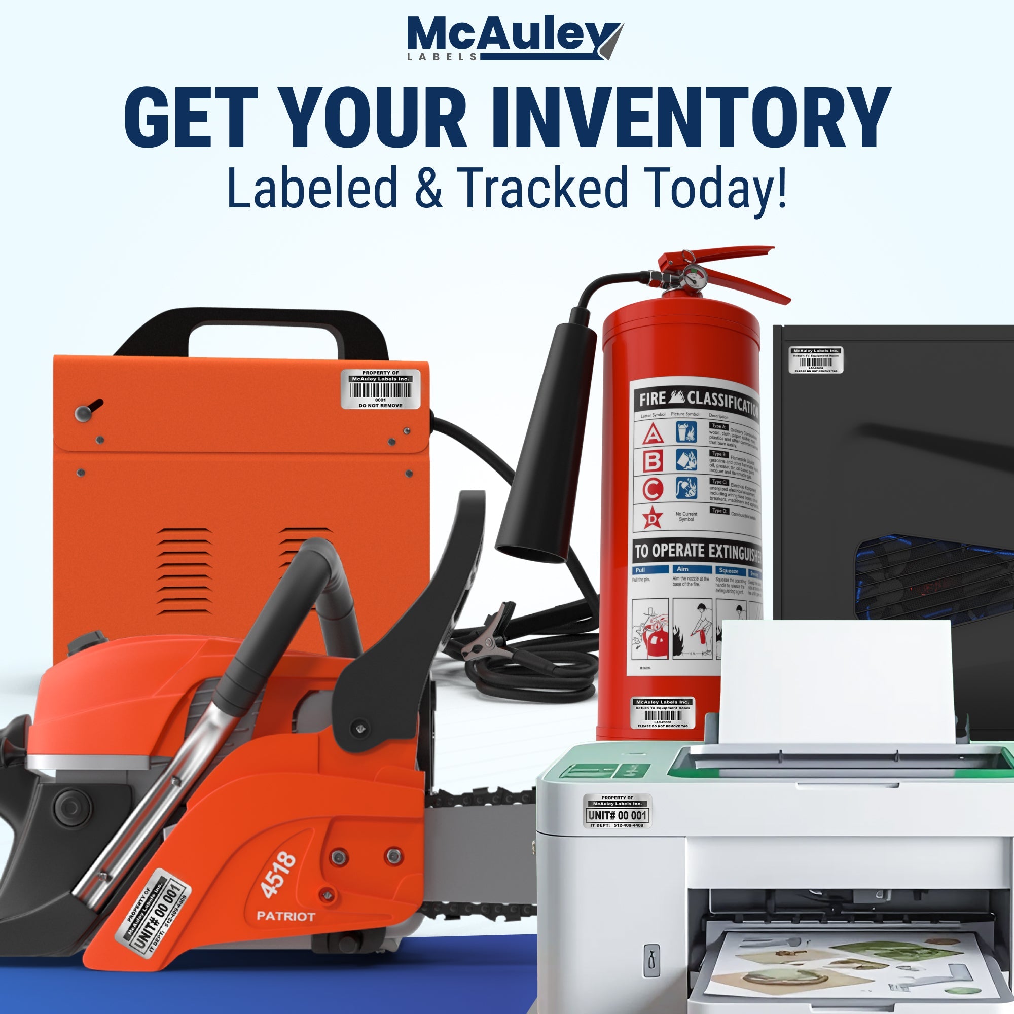 Custom QR Code Inventory Labels Numbered for Asset Tracking - Semi - Gloss White - Inventory Stickers