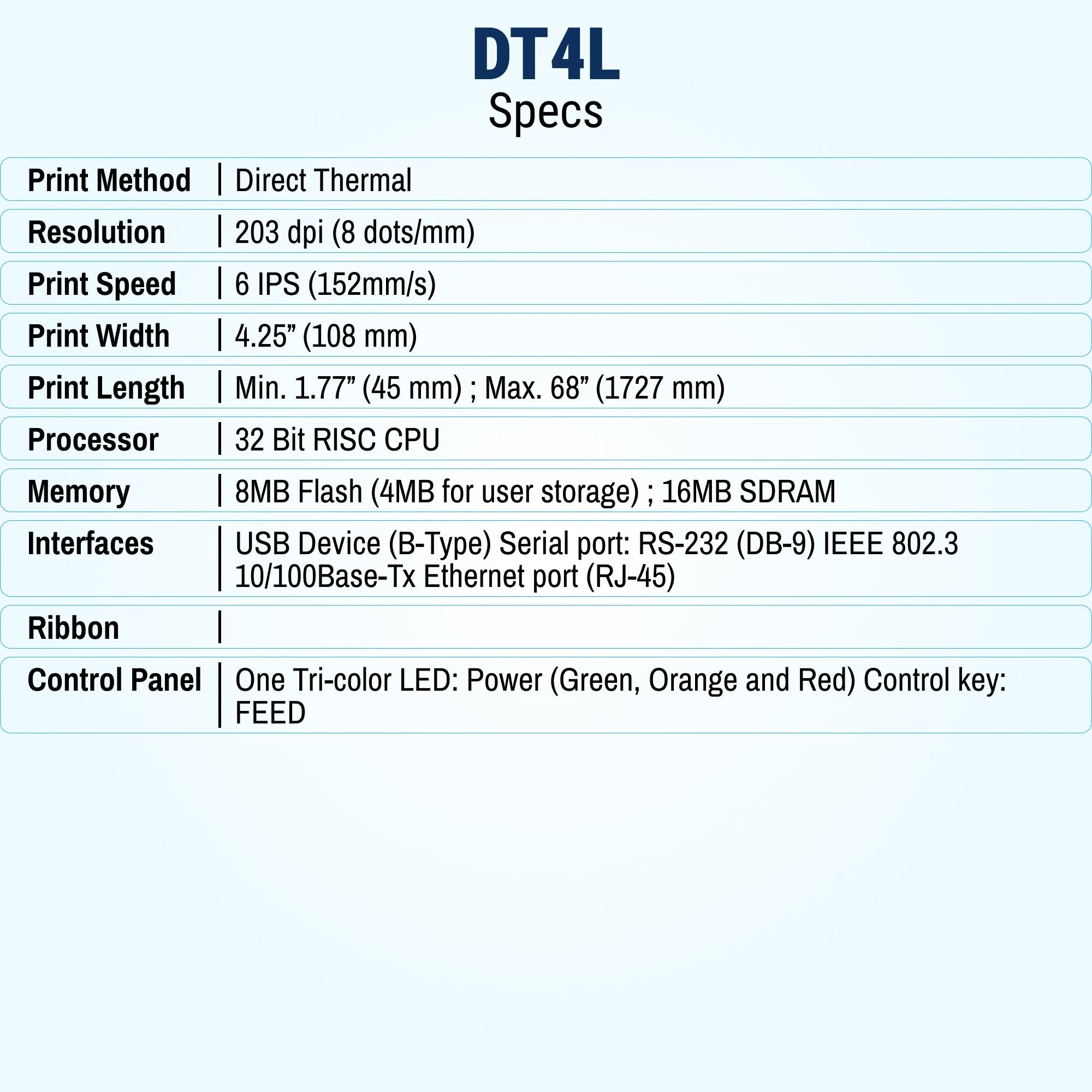 GoDEX DT4L Direct Thermal Printer - Built-In Cutter, 203 DPI