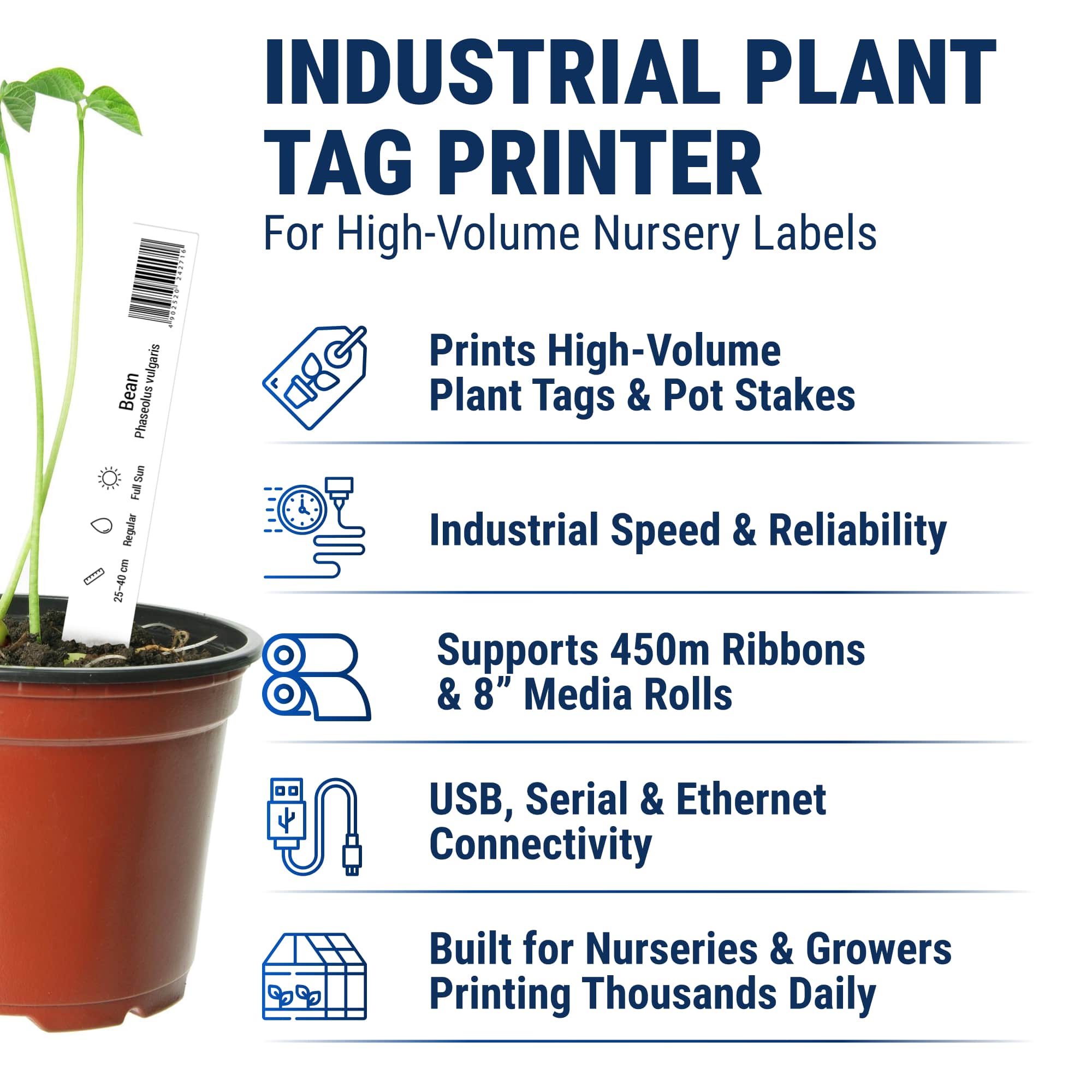 Plant Label Printer - 300 DPI - Industrial Nursery Label Printer - Plant Label Printer