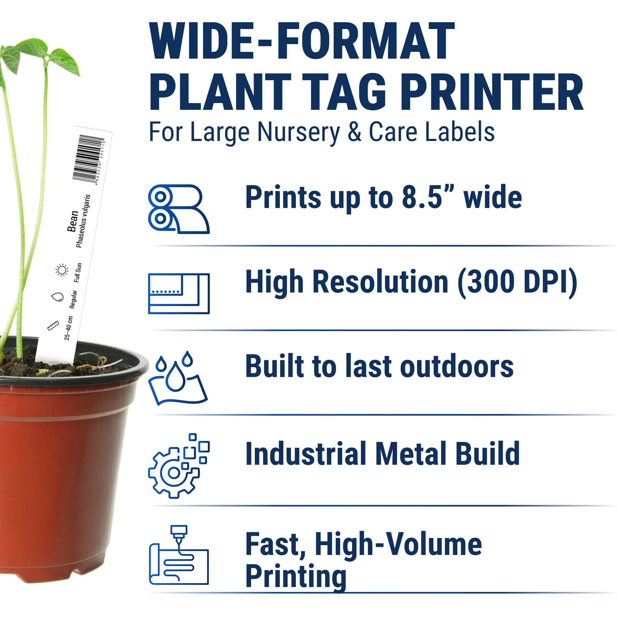 Plant Label Printer - GoDEX HD830i+ Industrial Thermal Transfer Label Printer – 8" Wide, 300 DPI - Printer