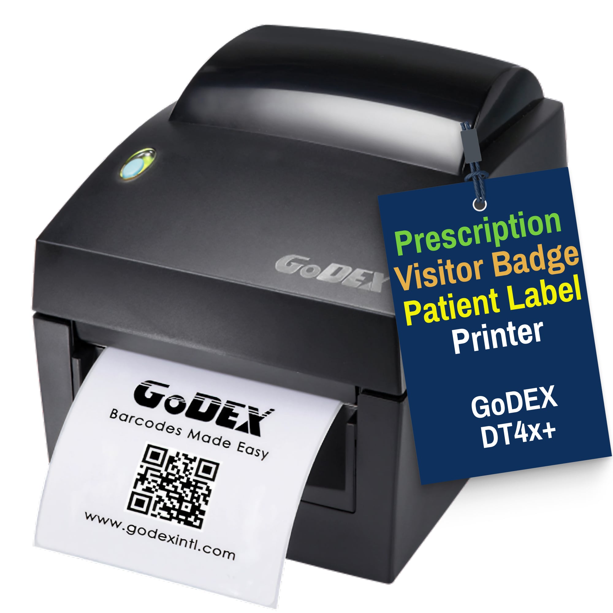 Prescription Printer - GoDEX DT4x Direct Thermal Label Printer - Pharmacies, Hospitals – 4" 203 DPI - 