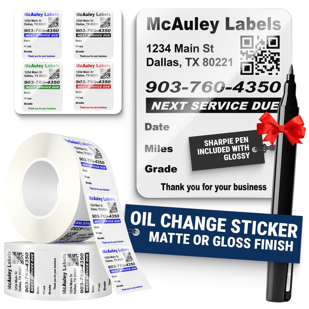 Windscreen Qr Code Sticker Custom Oil Change Stickers for Windshield with QR Code Text