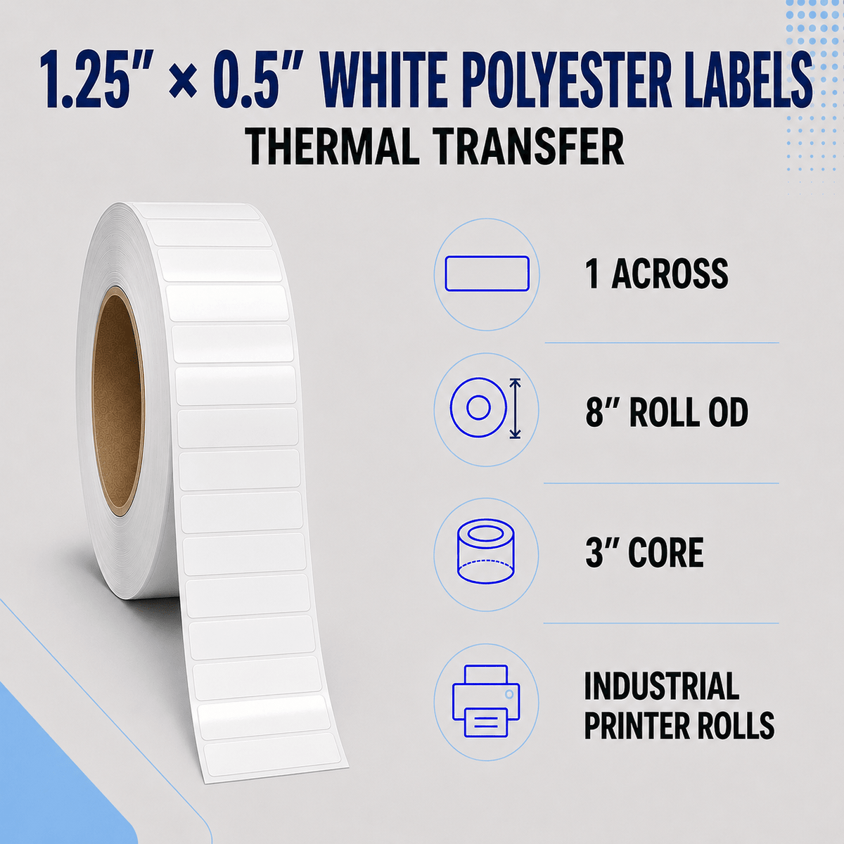 Thermal Transfer Labels - Glossy White Polyester for Desktop and Industrial Printers-Glossy White Polyester Thermal Transfer Labels