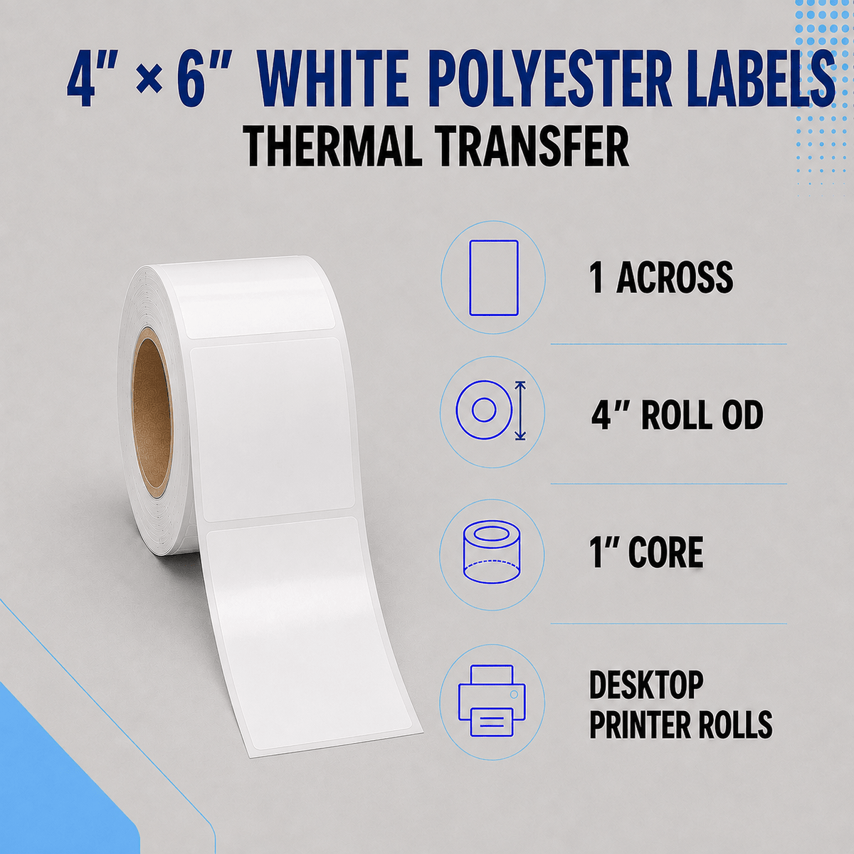Thermal Transfer Labels - Glossy White Polyester for Desktop and Industrial Printers-Glossy White Polyester Thermal Transfer Labels