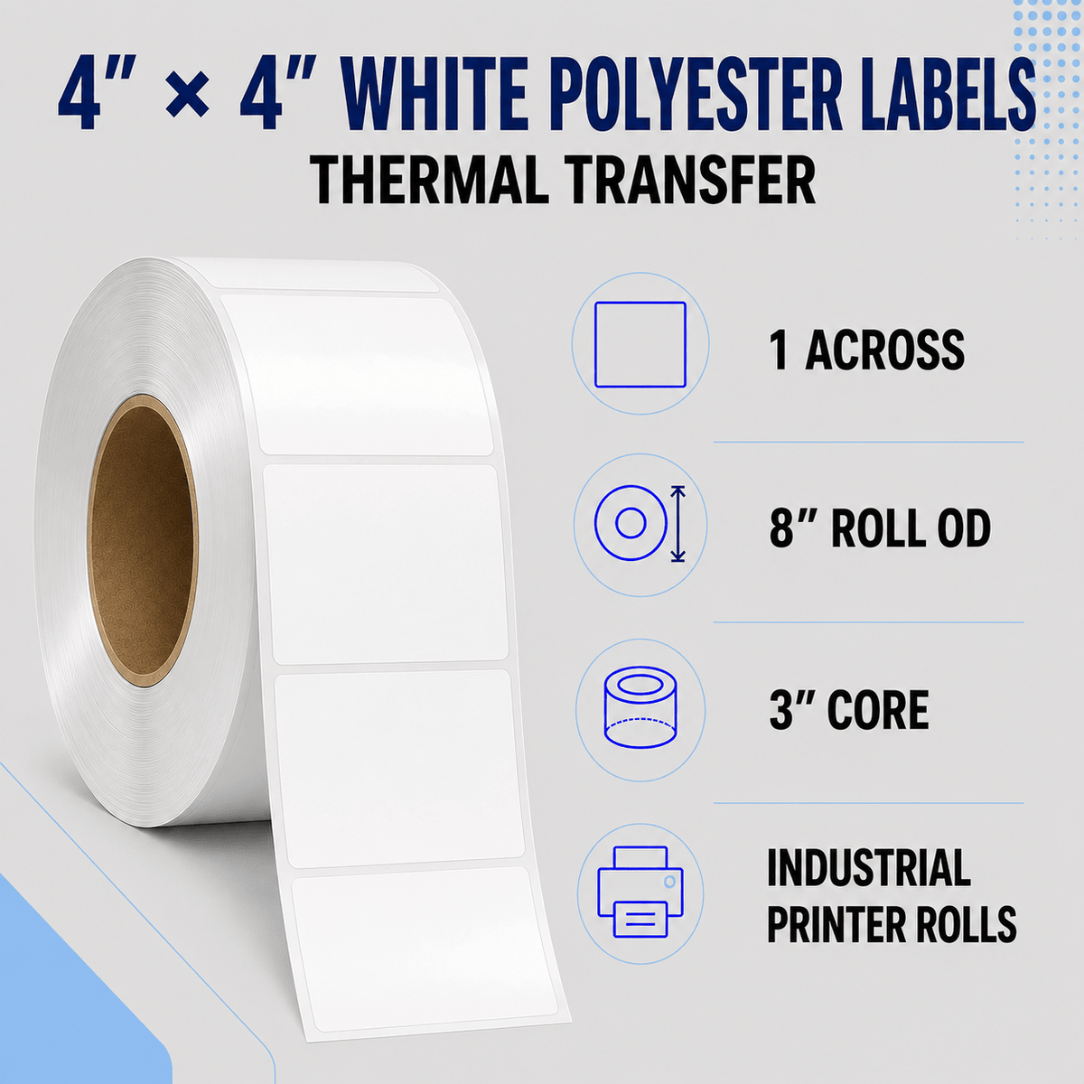 Thermal Transfer Labels - Glossy White Polyester for Desktop and Industrial Printers-Glossy White Polyester Thermal Transfer Labels
