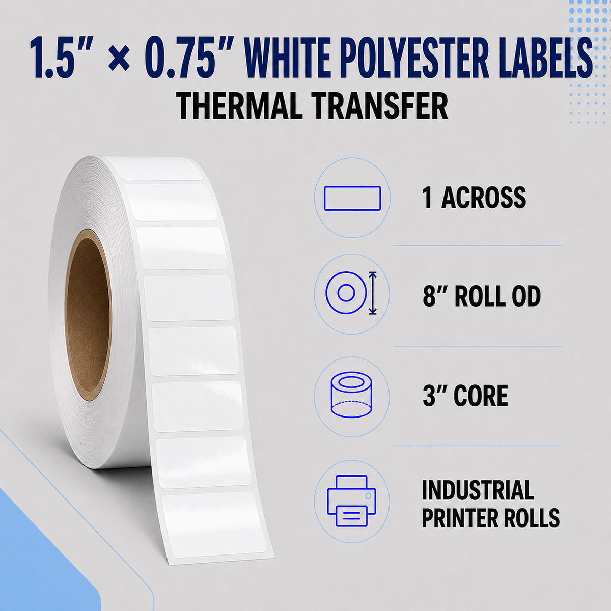 Thermal Transfer Labels - Glossy White Polyester for Desktop and Industrial Printers-Glossy White Polyester Thermal Transfer Labels