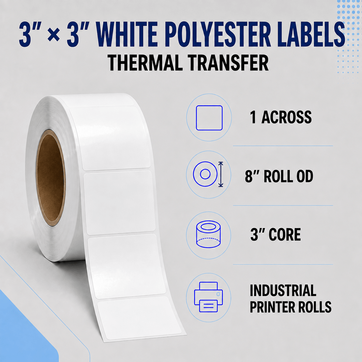Thermal Transfer Labels - Glossy White Polyester for Desktop and Industrial Printers-Glossy White Polyester Thermal Transfer Labels