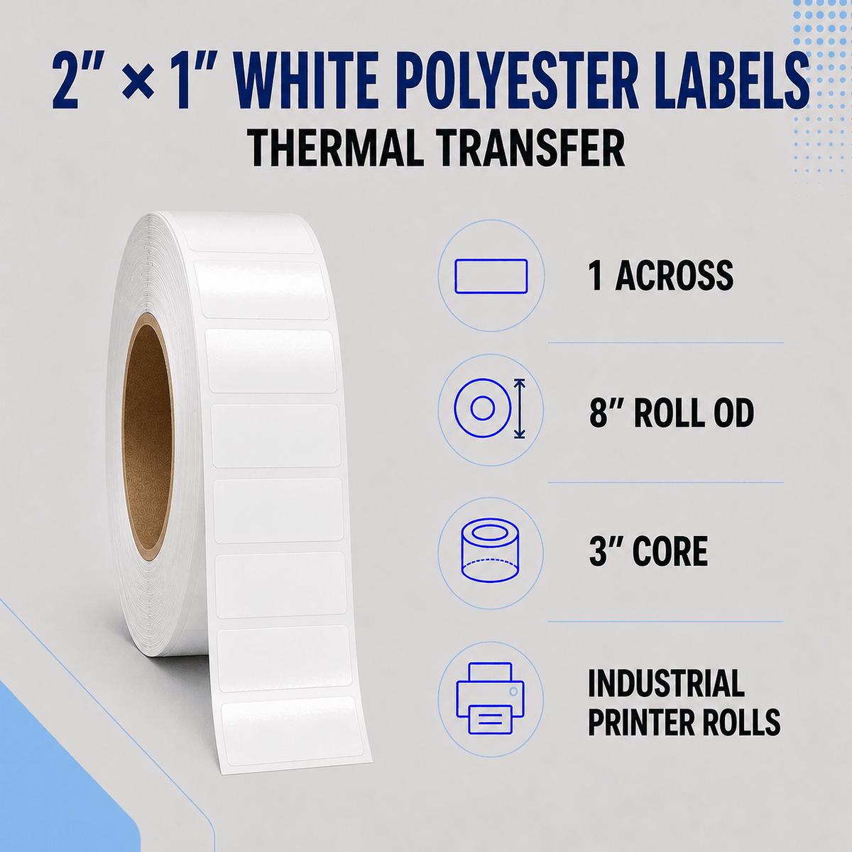 Thermal Transfer Labels - Glossy White Polyester for Desktop and Industrial Printers-Glossy White Polyester Thermal Transfer Labels